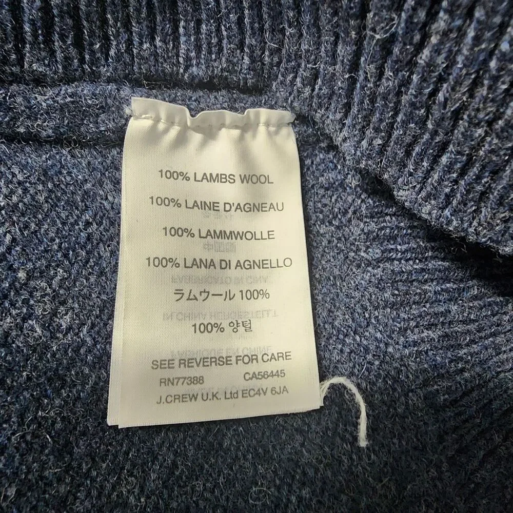 J. CREW Long Sleeve Crew Neck Wool Lambswool Men's Sweater Navy Blue Size XS
